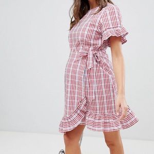 Plaid Maternity Wrap Dress